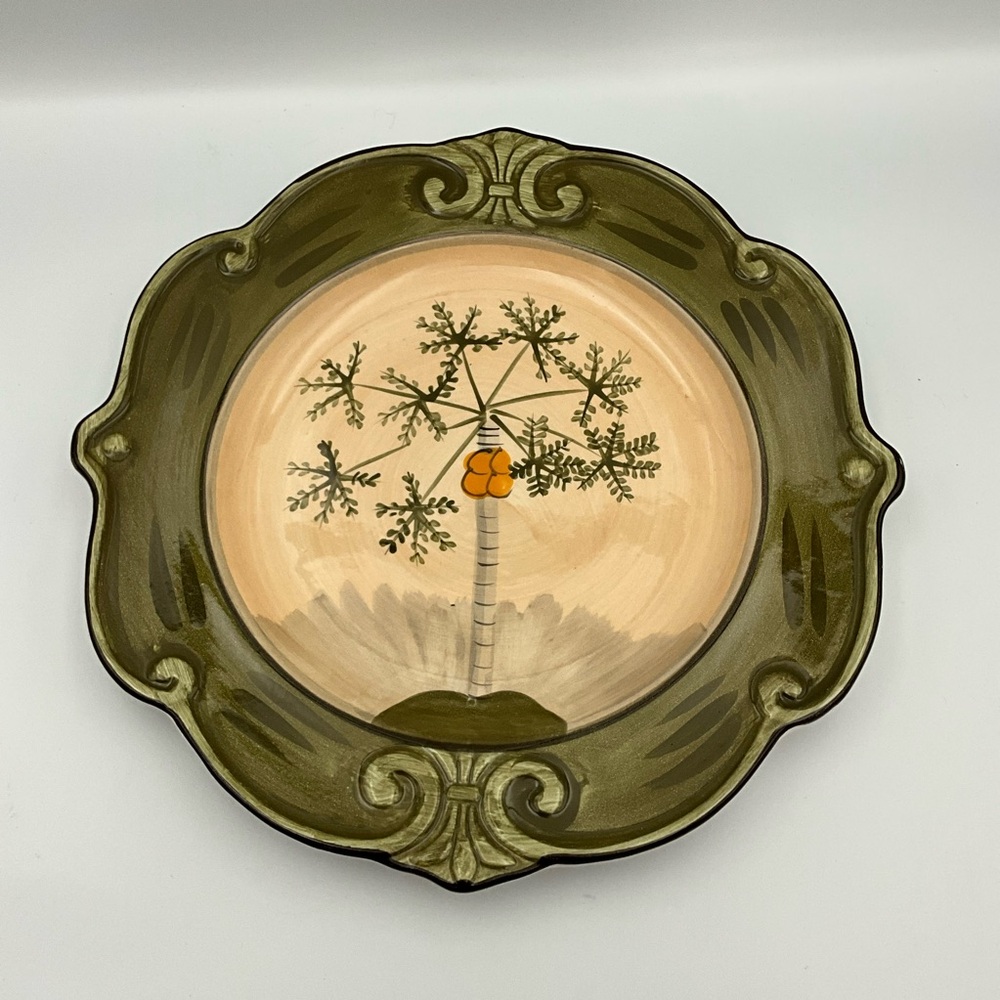 Sauvignon Plates Green and Orange Palm “West Indies” Collection Two Count